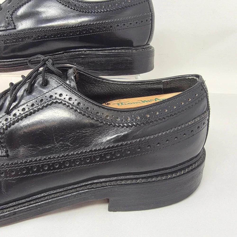 Hanover Wingtip Oxford Shoes Mens 9 D/B MasterFlex Black Leather Brogue USA Good